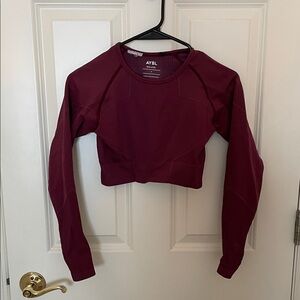 AYBL Women's Burgundy Long Sleeve Crop Top